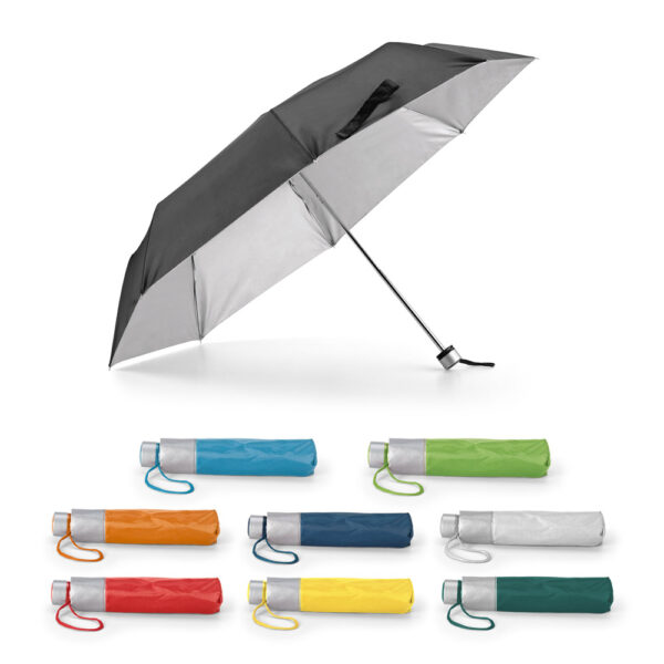 Guarda-chuva em poliéster 190T dobrável em 3 secções e de abertura manual. Disponível em várias cores, com interior em cinza. Guarda-chuva prático e leve. Fornecido em bolsa. ø960 x 240 mm | Bolsa: ø40 x 225 mm