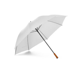 Guarda-chuva grande de portaria em 190T pongee. Varetas e haste em fibra de vidro e pega em madeira. ø1375 x 855 mm