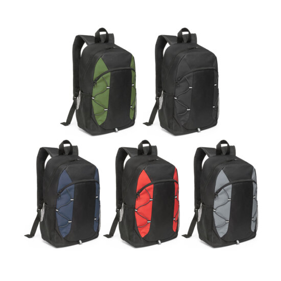 Mochila com detalhes em ripstop colorido. Bolso principal com zíper e bolsos laterais em tela mesh. Parte posterior e alças almofadadas. Contém diversos elementos refletores. Capacidade 16 L. 290 x 440 x 120 mm